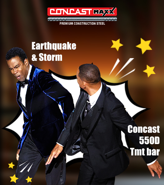 concastmaxx's tweet photo. Concast Maxx #TMTBars will protect your house from storms and earthquakes. 
#Oscar2022 #Oscarmemes #slapmeme https://t.co/xMRUT20odm