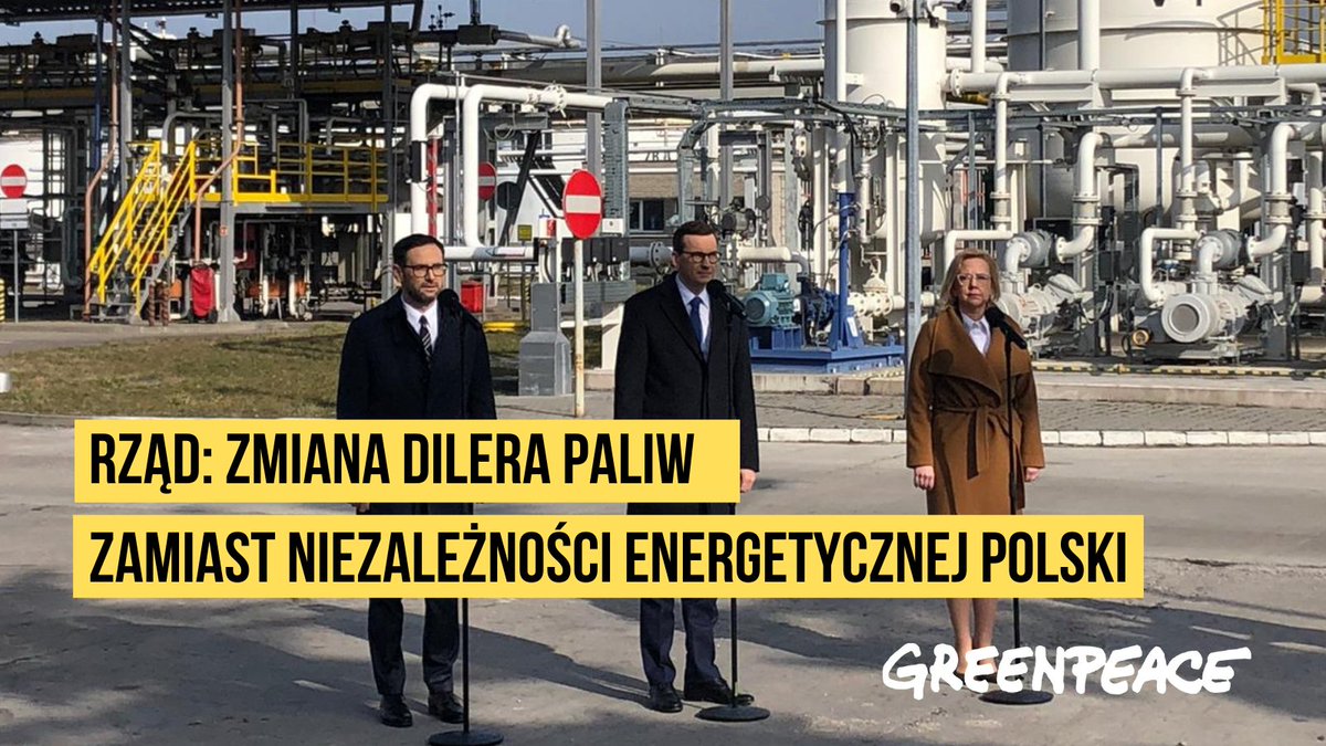 #DerusyfikacjaPolski: zamiast umocnić naszą niezależność energetyczną, rząd zmienia dilera paliw kopalnych. 

Polecamy komentarz <a href="/j_flisowska/">Joanna Flisowska</a> po konferencji premiera <a href="/MorawieckiM/">Mateusz Morawiecki</a>, ministry <a href="/moskwa_anna/">Anna Moskwa</a> i prezesa <a href="/DanielObajtek/">Daniel Obajtek</a>: 

greenpeace.org/poland/aktualn…

#EnergiaDlaPokoju #OZE