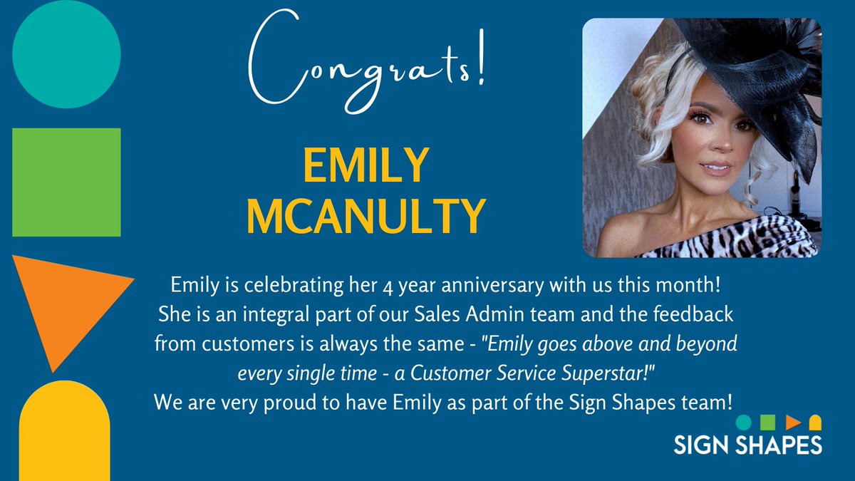 Emily has been with Sign Shapes 4 years this month!
She is an exceptional, hard working and dedicated member of our Sales Admin team! 
Congratulations Emily! 🧡

#teamsignshapes #teamwork #hardworking #employeeappreciation
