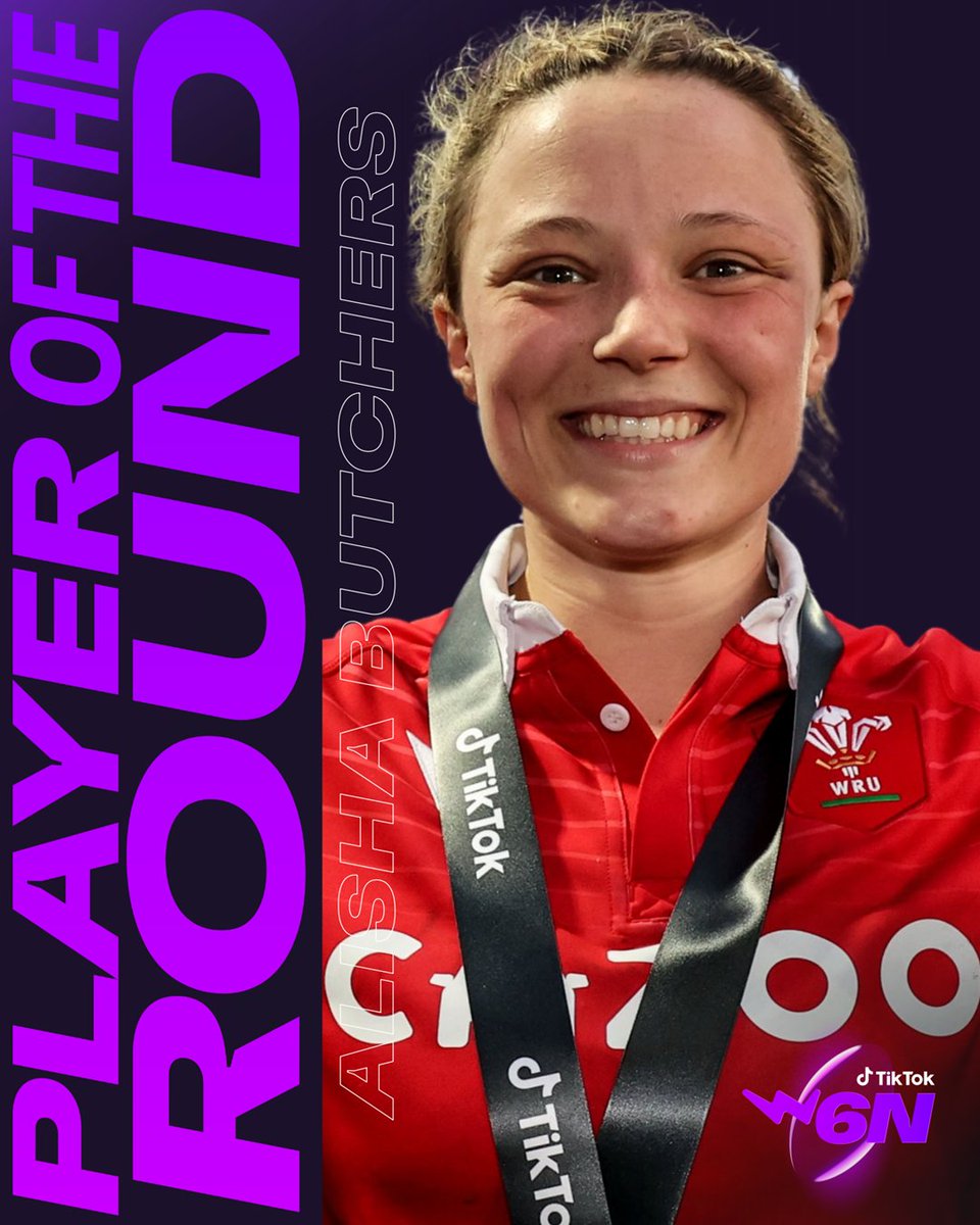 🌟 PLAYER OF THE ROUND 🌟 

<a href="/alishabutchers/">Alisha Butchers</a>, after her dynamic all-round performance in <a href="/WelshRugbyUnion/">Welsh Rugby Union 🏴󠁧󠁢󠁷󠁬󠁳󠁿</a>'s win against Ireland 🏴󠁧󠁢󠁷󠁬󠁳󠁿

#TikTokW6N
