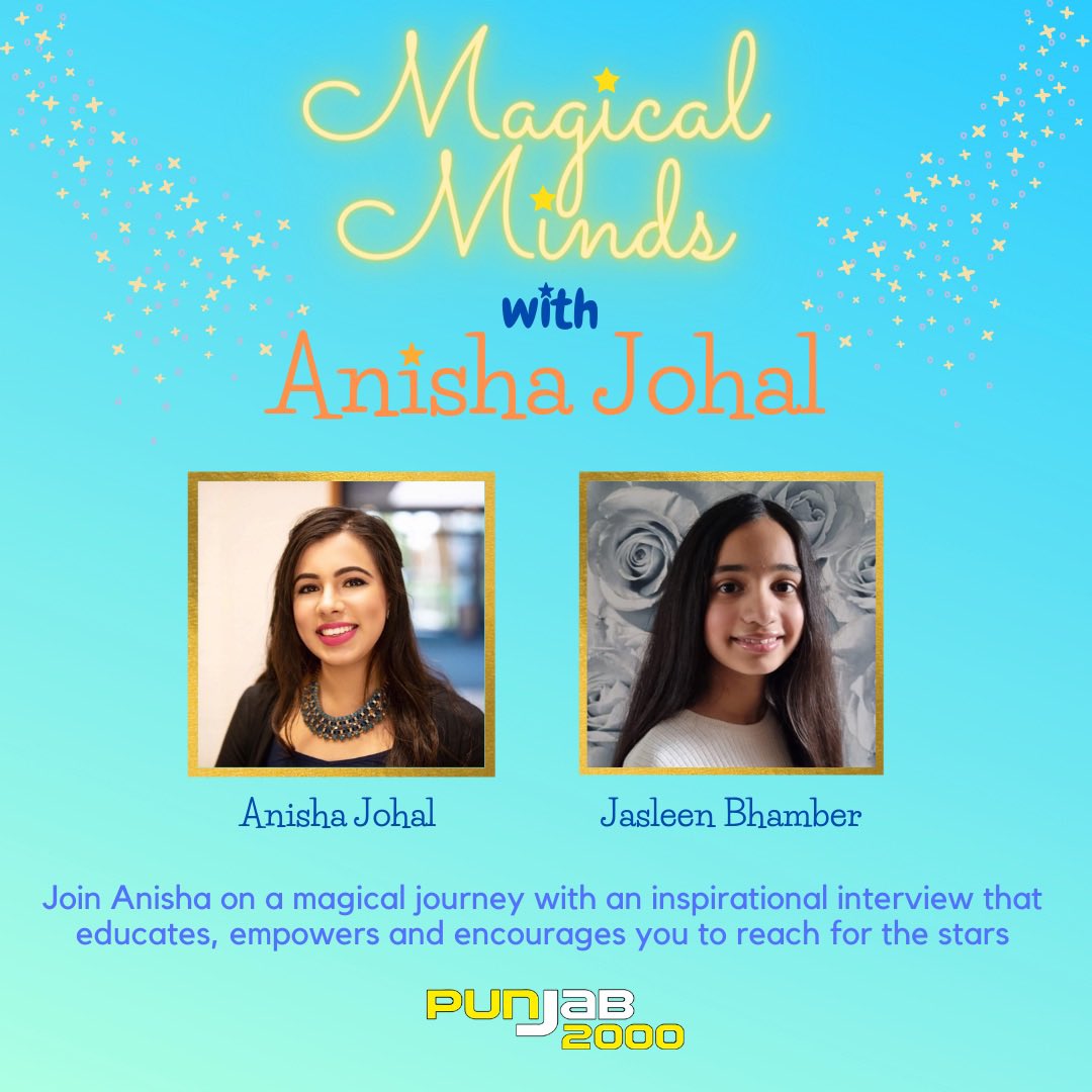 Episode 5 of my <a href="/Punjab2000music/">Punjab2000</a> Magical Minds series youtu.be/MvMgExlhH-A

In this inspirational interview I’m joined aspiring footballer Jasleen ✨

Tune in for some:
⭐️ Magic Making
⭐️ Magical Moments
⭐️ Magical Memories

#MagicalMinds