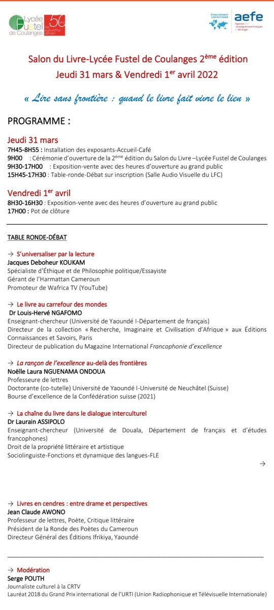 Biblio2laCene's tweet photo. Retrouvez-nous ce jeudi 31 mars et vendredi 1er avril à la deuxième édition du Salon du livre Lycée Fustel de Coulanges. Nous vous accueillons au stand de la @Biblio2laCene  pour vous présenter nos activités et nos ouvrages en vente à des prix promotionnels.
#Cenelitteraire https://t.co/BuWiqC5xUP