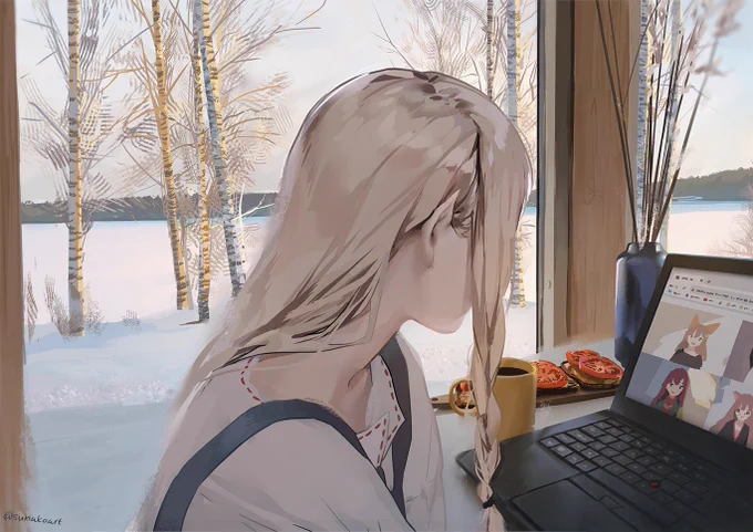 Hi #VisibleWomen I'm a Finnish artist who likes to draw cute elves and nordic landscapes 🌿 
