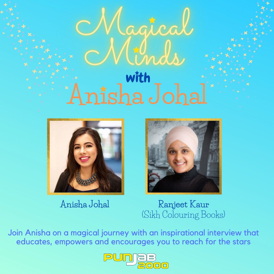 Episode 3 of my <a href="/Punjab2000music/">Punjab2000</a> Magical Minds series youtu.be/56KAnJilozs

In this inspirational interview I’m joined by Ranjeet from <a href="/SikhColouring/">Sikh Colouring Books</a> ✨

Tune in to hear us chat all about:
⭐️ Making Magic
⭐️ Magical Moments
⭐️ Magical Memories

#MagicalMinds