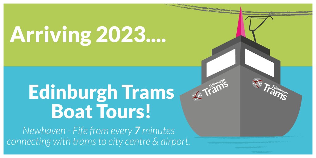 EdinburghTrams's tweet photo. Floating into town in 2023, we are excited to announce our new service 𝗘𝗱𝗶𝗻𝗯𝘂𝗿𝗴𝗵 𝗧𝗿𝗮𝗺𝘀 𝗕𝗼𝗮𝘁 𝗧𝗼𝘂𝗿𝘀! ⛴

Tours from every 7 minutes departing from Newhaven - Fife with tram connections to the city centre &amp; Edinburgh Airport. 🚊✈️ https://t.co/kjnQtHry8w