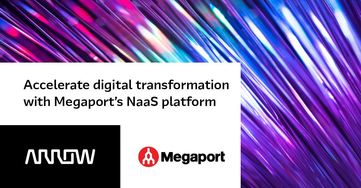 ArrowDataCenter's tweet photo. Improved network performance, reduced costs and secure, private cloud connectivity are just a few of the benefits of Megaport's #NaaS platform. Now available across EMEA from Arrow. https://t.co/jAafEqHixz @megaportnetwork #connectivitysimplified #digitaltransformation https://t.co/j1RiurWc48