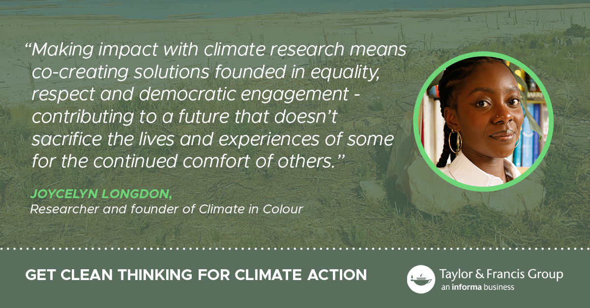 tandfhss's tweet photo. Is your research on climate justice struggling to be heard?

In this virtual event, Joycelyn Longdon &amp; other experts discuss how you can turn your research into climate action.

👉 https://t.co/n4AMNDt2Cp

@climateincolour #GetCleanThinking #ClimateJustice #PeopleNotProfit https://t.co/moAxrQuugf