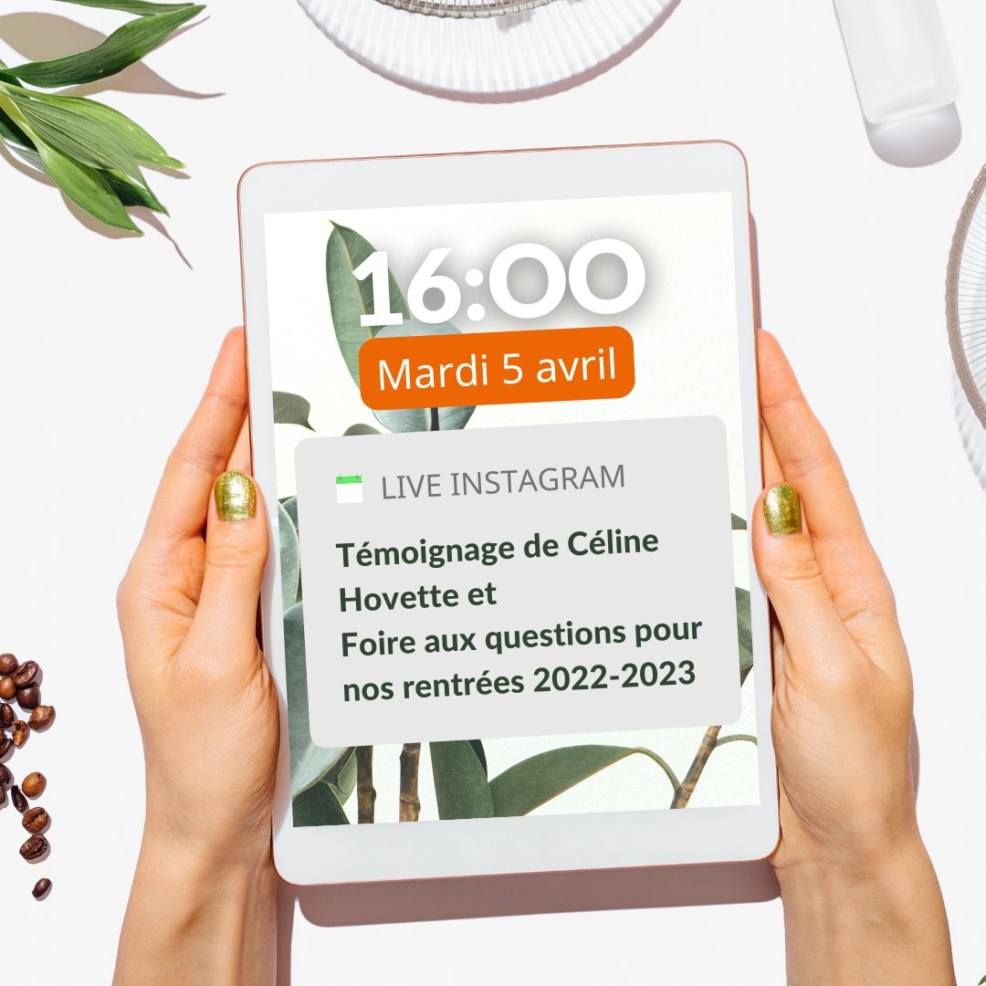 IFSH_Formations's tweet image. Live Instagram : Témoignage de Céline HOVETTE, Naturopathe, ancienne stagiaire IFSH et foire aux questions sur nos rentrées 2022-2023 ! 👋

📆 Rendez-vous le mardi 5 avril à 16h !