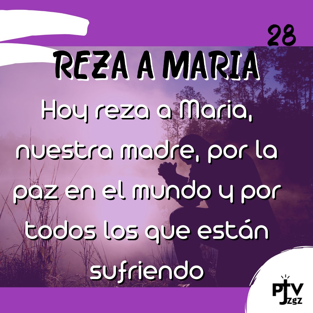 Hoy Vigésimo Octavo Mensaje 

Recordamos a ese Pilar Fundamental en nuestra Fe, como es Maria. En el día de hoy os invitamos a rezar a Maria por la Paz en el mundo.

ADELANTE