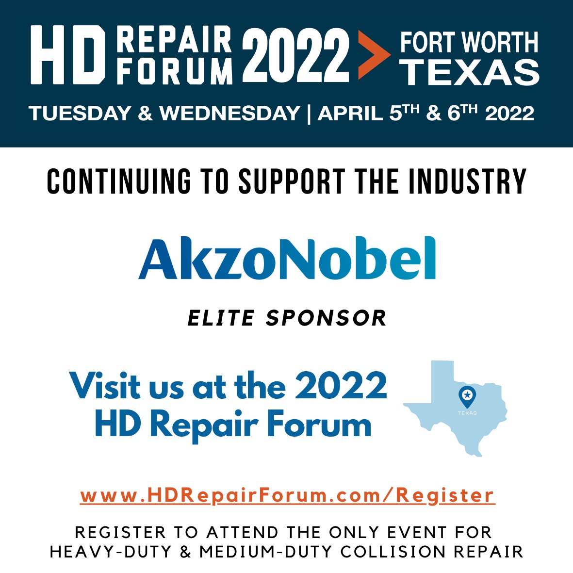 AkzoNobel_AACNA's tweet photo. The HD Repair Forum is next week! Have you registered to attend this exclusive event for Heavy Duty & Medium Duty Collision Repair? Don't miss out! #HDRepairForum #AkzoNobelRefinish https://t.co/jimuTfxJ8r