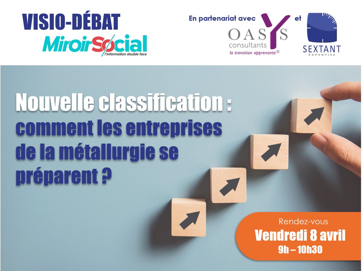 SextantCSE's tweet image. 💻#Débat @MiroirSocial Nouvelle classification #métallurgie - #CSE #Entreprises Comment s'y préparer ?  Que va-t-il se passer si son poste se retrouve sous-coté par rapport à ce qu'il était ? #CSE  @IsaIsanicolas @SextantCSE @OASYSConsultant Inscriptions lc.cx/8toet6