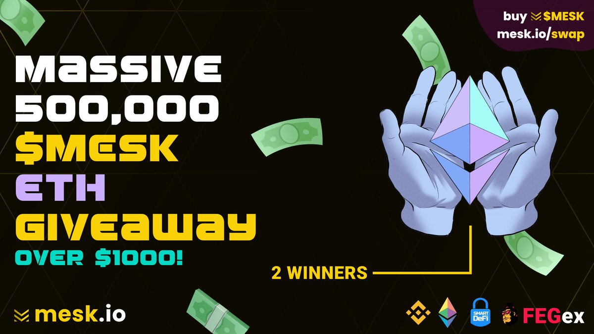 SolanaMummy's tweet photo. 📌 𝐌𝐚𝐬𝐬𝐢𝐯𝐞 $𝟏𝟎𝟎𝟎 𝐆𝐢𝐯𝐞𝐚𝐰𝐚𝐲!

$MESK team is releasing their #ETH token! They're giving away 500,000 $MESK ethereum! (over $1000)

👉🏼 Follow @meskdotio, @RafPolicastro &amp; @Crypt0mummy
👉🏼 Like + RT
👉🏼 Tag 3 friends

Ends: 10pm UTC+2, April 3rd 🌸

Good luck! 🍀❤️ https://t.co/nV7toE1Kaa