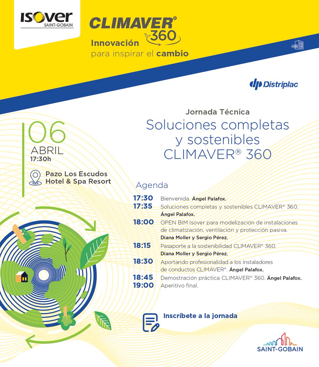 Distriplac_dp's tweet photo. 📅La semana que viene es el momento de conocer las propiedades de #CLIMAVER360 de @ISOVERes.
Te recordamos las fechas:
👉6 #abril #Vigo
📝https://t.co/ub9KxuPvSr
👉7 abril #LaCoruña
📝https://t.co/tYF2P0ziau
¡Te esperamos!
#DistriplacSomosEspecialistas https://t.co/nOJPRrK1dg