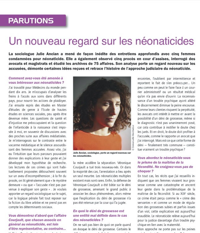 DrJulieAncian's tweet photo. Le mag. Profession Sage-Femme publie une itw au sujet de ma recherche sur le #neonaticide. Extraits de l'entretien à retrouver intégralement dans le n°279 de mars 2022⬇️
#bébéscongelés #infanticide #sociologie #SSR #fécondité #planningfamilial https://t.co/JPrbOrzgRj