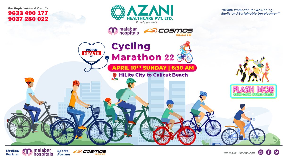 AzaniHealthcare's tweet photo. AZANI Healthcare Cycling Marathon 2022

With an aim to spread health awareness on World Health Day, AZANI Healthcare is organizing a Cycling Marathon on 10th April, 2022.

Register here:  https://t.co/5HLzluKsrW

Well-being societies are healthy societies

#AZANICyclingMarathon https://t.co/jAsgZn5F6O