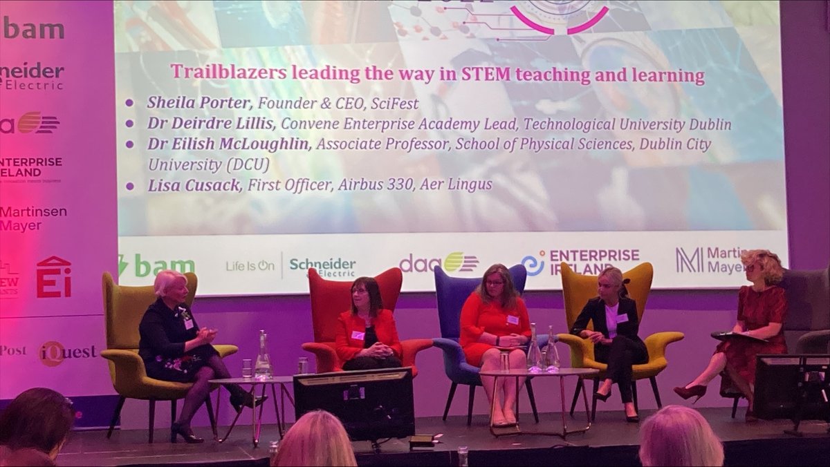 Enterprise_Acad's tweet photo. Great insights and sharing from this morning's #WomeninSTEM22 Summit panel on educational initiatives and programmes to engage more women in STEM @DeirdreLillis1 @SheilaEPorter @eilishmclough @LisaCusack https://t.co/upnh4GCFEr