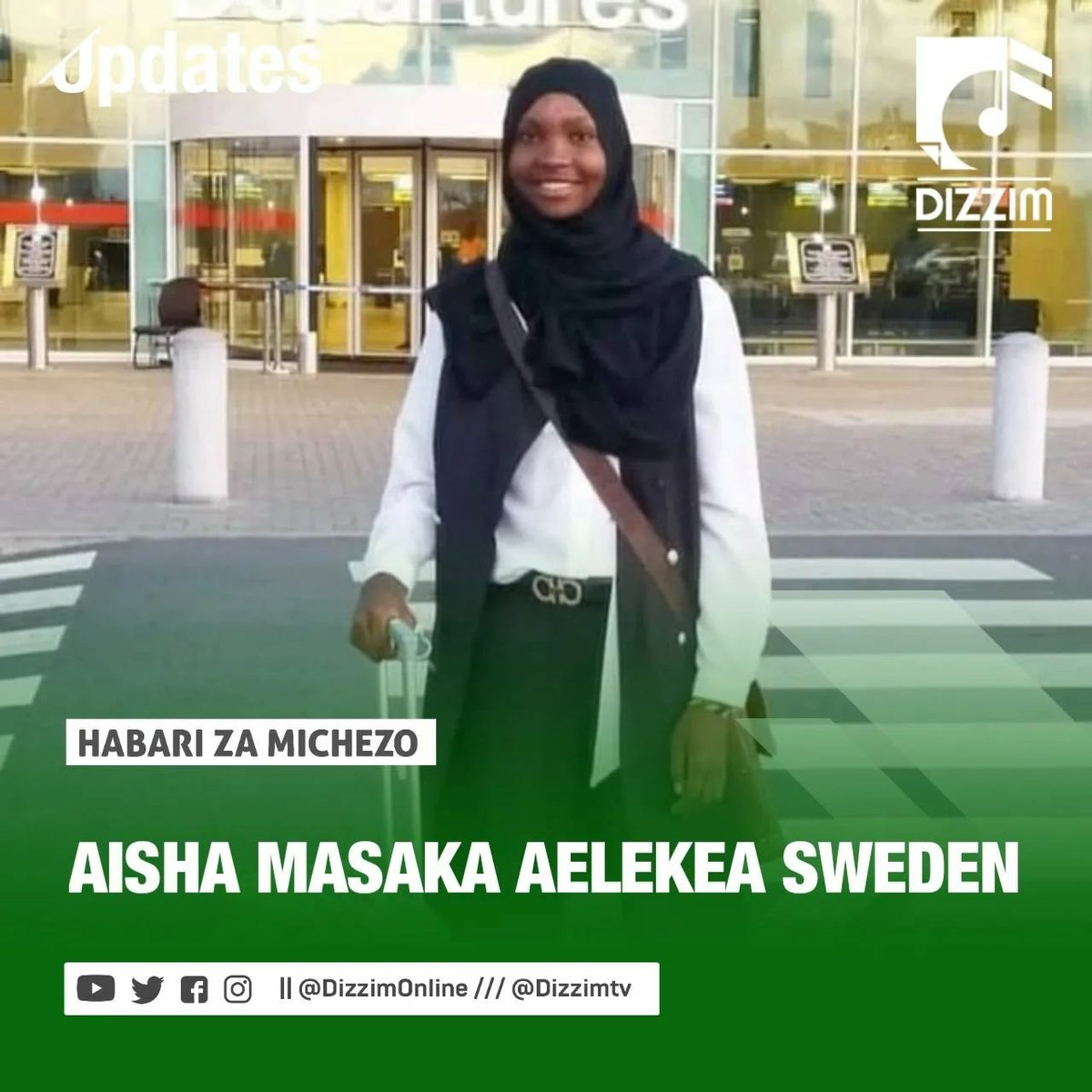 DizzimOnline's tweet photo. Mchezaji wa Yanga Princess na timu ya Taifa ya Wanawake @twigastarstz Aisha Masaka ameondoka kuelekea Sweden kujiunga na Timu ya BK HACKEN.

#DizzimUpdates #DizzimTV #DizzimOnline #DizzimSports #WeGotYouCovered https://t.co/zc97t4EZXn