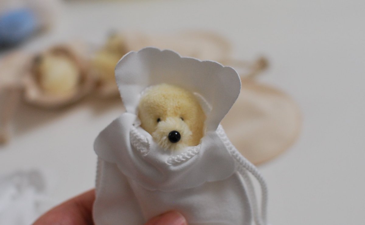 豆粒袋に入れたらみんな眠たい顔になりました🫘