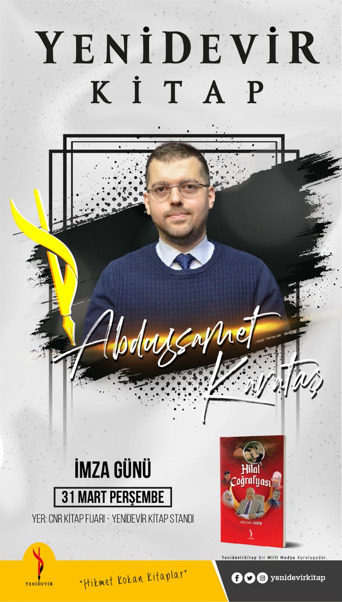 Yazarlarımızdan Abdussamet Karataş 31 Mart Perşembe günü Yenikapı CNR Kitap fuarında imza etkinliğinde olacaktır.

Vakti olan tüm dostlarımızı #YeniDevir standına bekleriz...

@A_SametKaratas
 
#CNRKitapfuarı
#CNR 
#KitapFuarı