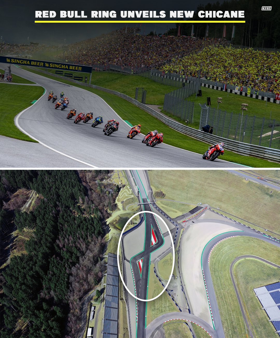 Crash Motogp The Red Bull Ring S Track Modifications To Turn 2 Have Been Finished With A New Chicane Has Added For Safety Reduced Speed Was Needed In Motogp In This