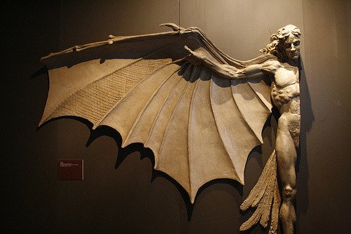 Statue based on Leonardo daVinci’s famous concept for artificial wings.