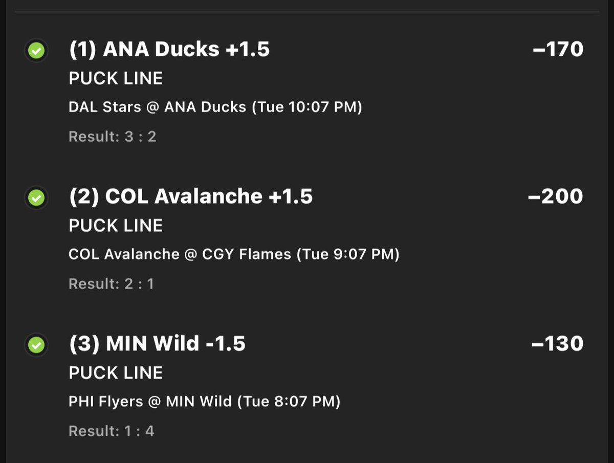 KTwombles's tweet photo. 8/9 on the puck line last night! Good thing I had the play in a round robin versus just the #Parlay
Don’t believe me?
#bettingexpert #bettingtips #GamblingTwitter #DraftKings #bettingalgorithm https://t.co/PMQmKmlRLj