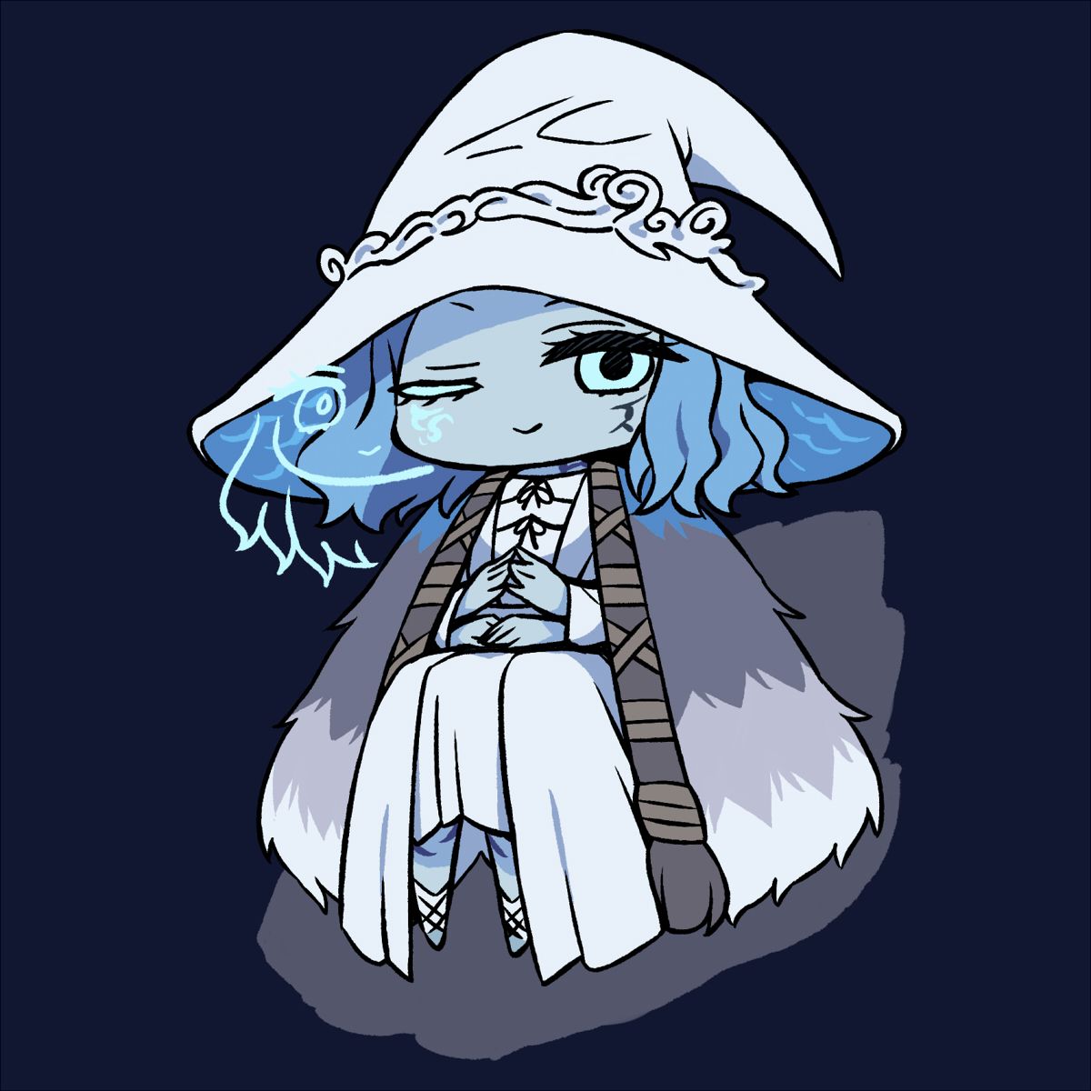 ranni the witch 1girl fur cloak extra arms hat solo one eye closed witch hat  illustration images