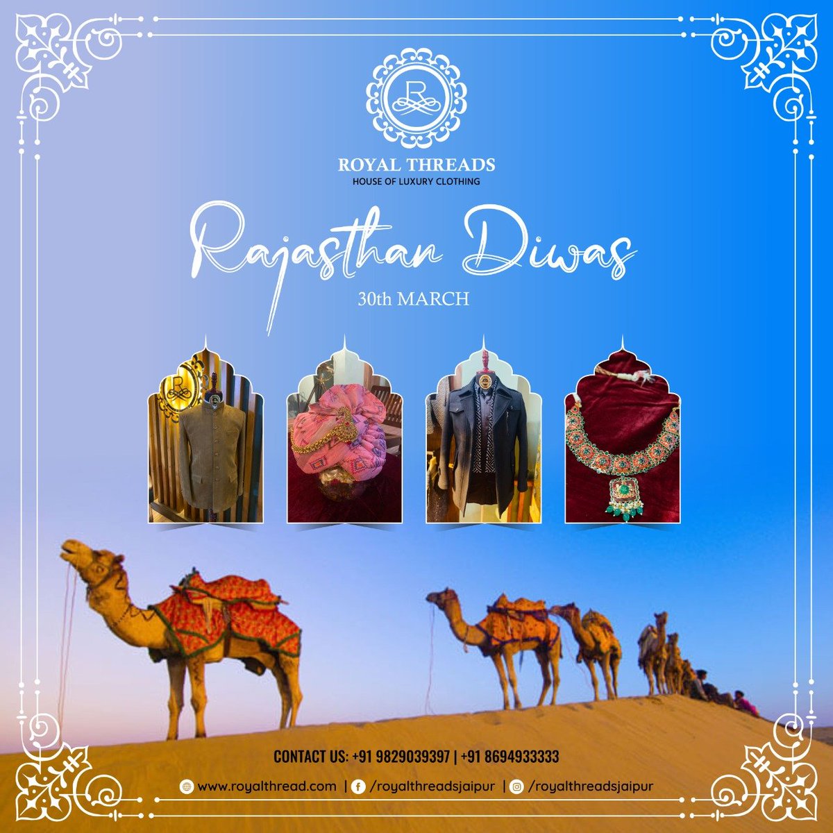 RoyalThreadsjpr's tweet photo. Rajasthan Diwas
.
.
#royalthreads #rajasthani #rajasthandiwas #rajasthan #diwas #rajasthan #rajputana #india #jaisalmer #marwadi #rajasthantourism #style #baisa #rajput #culture #diaries #rajasthaniculture #photography https://t.co/7SvJGRgieJ