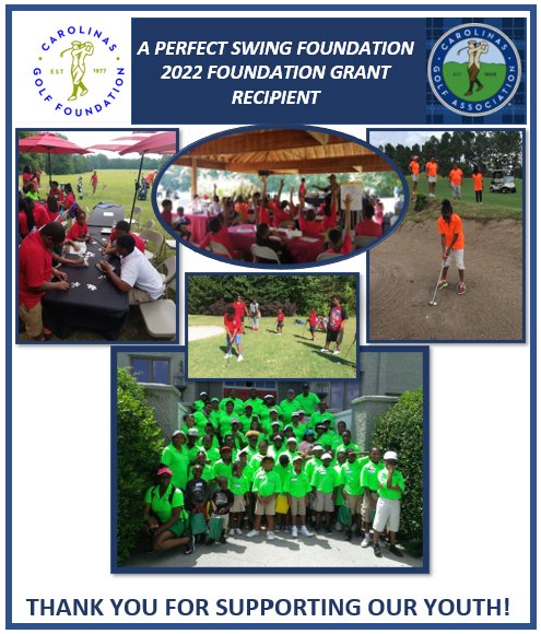 Thanks @CGAgolf1909 for selecting the A Perfect Swing Foundation as a 2022 Grant Recipient! We appreciate you investing in our youth!!
#aperfectswing #charlottegolf #breedingleaders #youthdevelopment   #lpgateachers #charlottejuniorgolf #youthleadership #clt #fairwaysforall