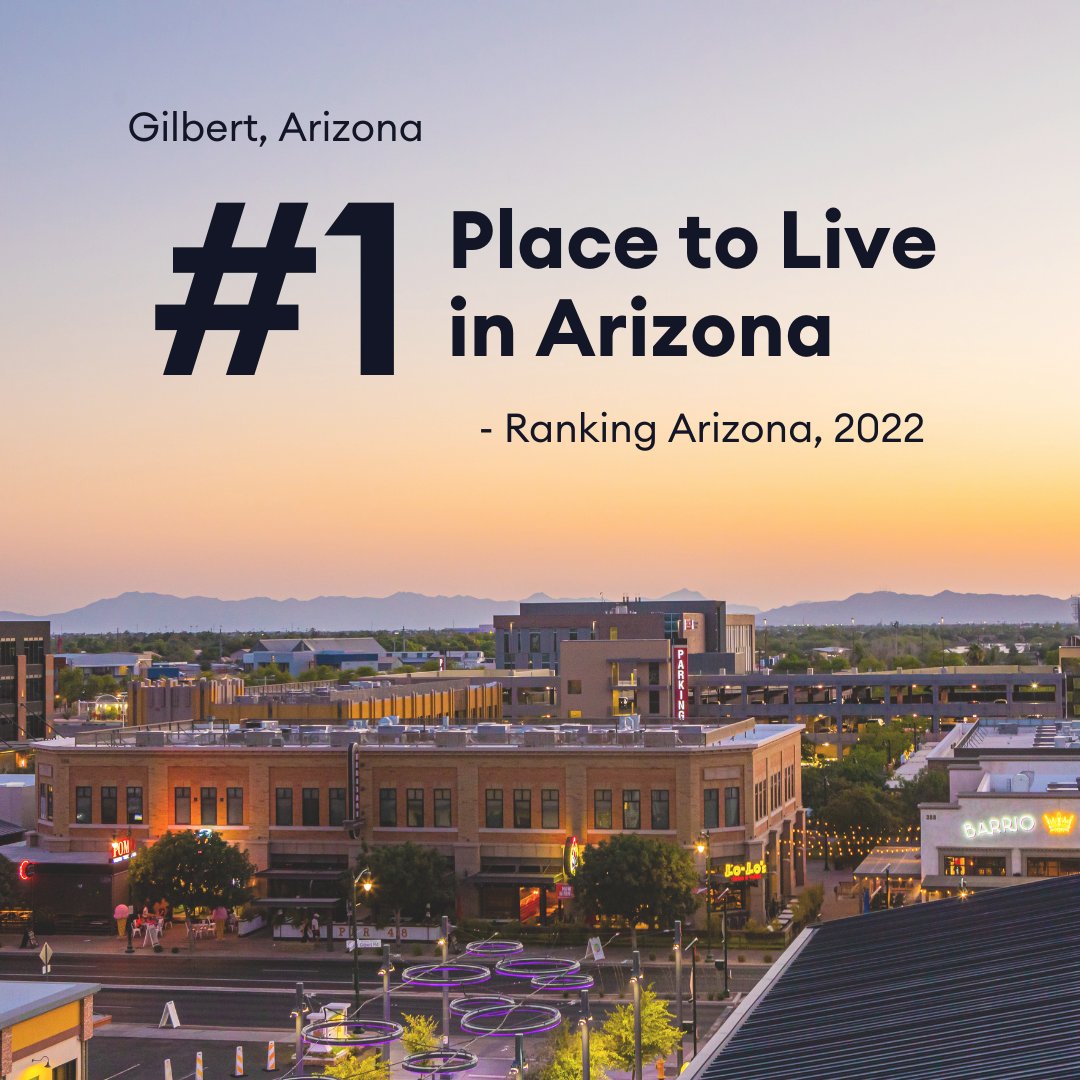 Gilbert has been named the best place to live in Arizona. 🏆

“Gilbert has an abundance of destination parks, restaurants, nightlife, and business opportunities that enhance the quality of life for residents and visitors alike."

 - Ranking Arizona

🔗 glbrt.is/BestPlace22
