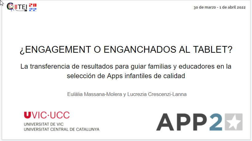 eulaliamassana's tweet photo. Hemos acabado con la interesante participación en Infancias y pantallas: puntos de encuentro entre la investigación, el diseño y la experiencia, el simposio del @citei coordinado por @Silvinacasab  en el que hemos estado con las compañeras del #app2five ¡Muchos aprendizajes más! https://t.co/OStmT0etKh