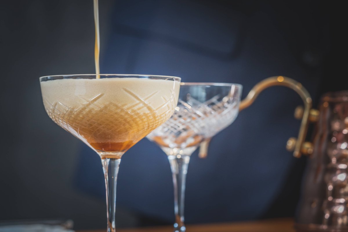 restmoorhall's tweet photo. Using Pedro Ximenez from an iconic bodega instead of the classic Kahlua as we wanted to bring more complexity and reduce the sugar content.  We finish the cocktail with 3 drops of 1946 P.X. Toro Albala. Served as a digestif, shaken at your table in the lounge after dinner... https://t.co/EEOnNDlZxw