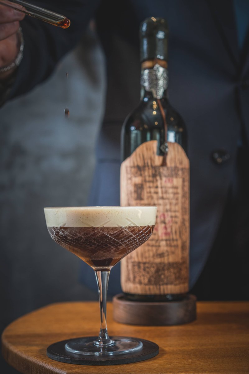 restmoorhall's tweet photo. Using Pedro Ximenez from an iconic bodega instead of the classic Kahlua as we wanted to bring more complexity and reduce the sugar content.  We finish the cocktail with 3 drops of 1946 P.X. Toro Albala. Served as a digestif, shaken at your table in the lounge after dinner... https://t.co/EEOnNDlZxw
