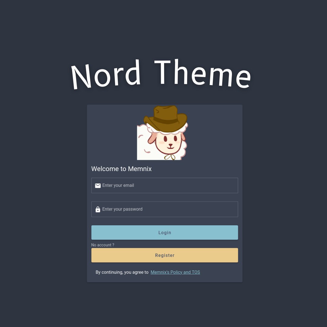 MemnixApp's tweet photo. #NordTheme 🏔️ for #Memnix ! 
Try it out at https://t.co/5FGlojvwk4 🐑

#opensource #VueJS #vuetify #FrontEnd https://t.co/kIRaYUkIUv