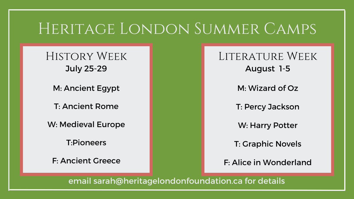 EPWELndont's tweet photo. Come join us this summer for fun camps! Email sarah@heritagelondonfoundation for details.

#lndont #summercamps
#londonontario https://t.co/0PmFGURGv7
