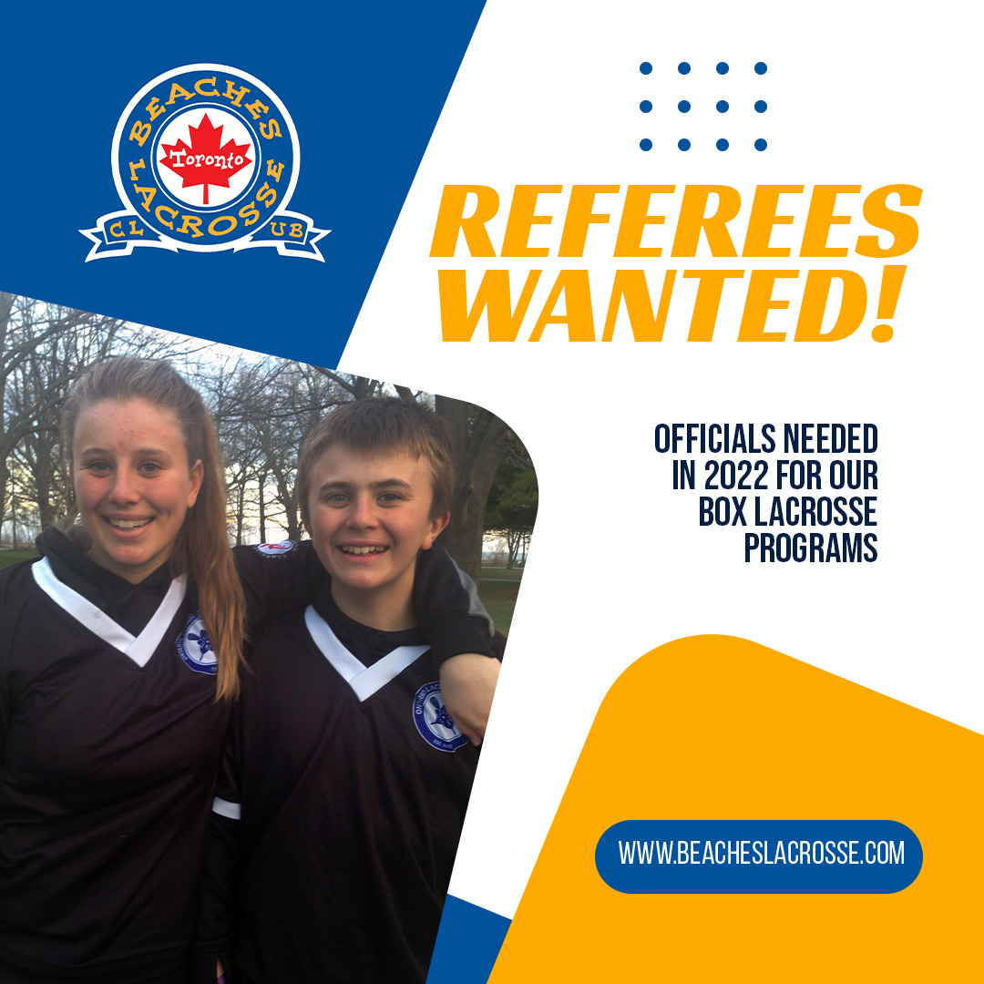 Are you 14 years old in 2022? You can become a lacrosse referee! Reach out to ric@beacheslacrosse.com if you are interested in helping our house league BOX programme and BOX rep games this year! #beaches #ridethetide #lacrosse #beachesalumni