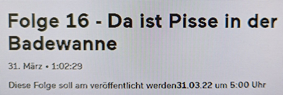 Der Folgentitel ist Reine Poesie...

Ab morgen früh auf Spotify und Co verfügbar.