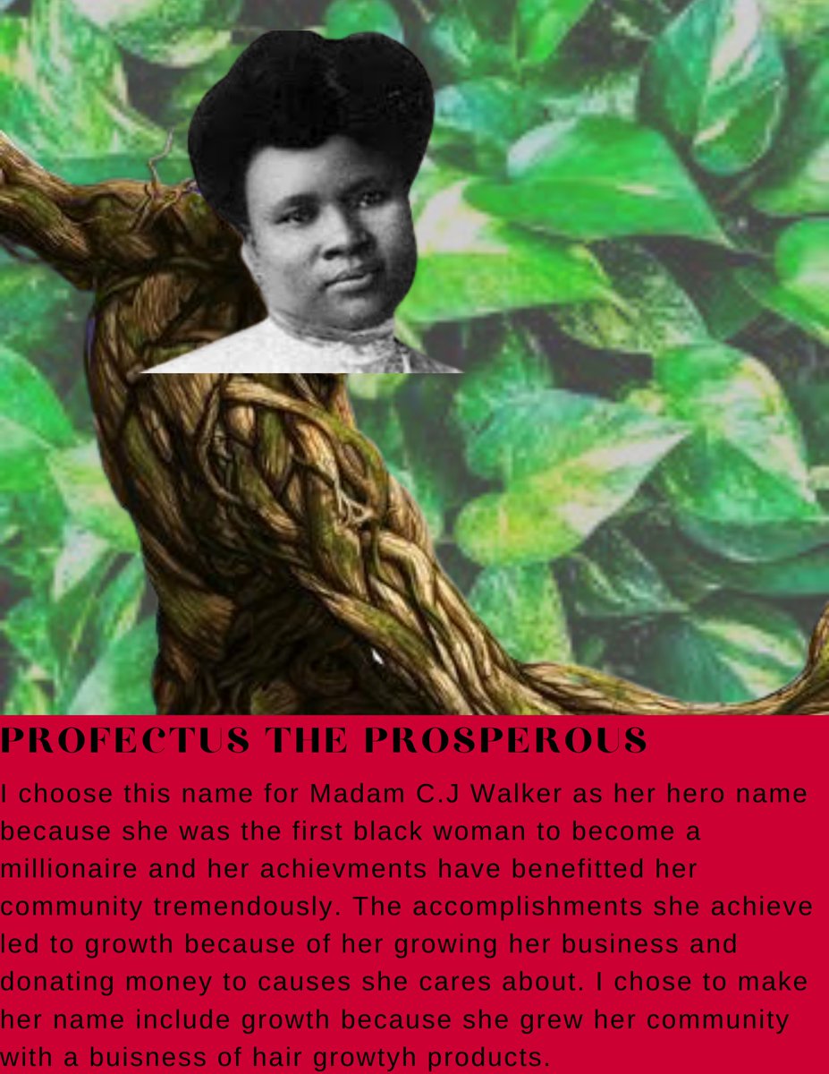 JadaM__NTHC's tweet photo. Today during english with @Bence_EDU  we created super hero versions of important women! I chose Madam C.J Walker the first black woman to become a millionaire. She spent her life growing her hair growth buisness and her community! #nthctribe https://t.co/gqqyWS1F0I