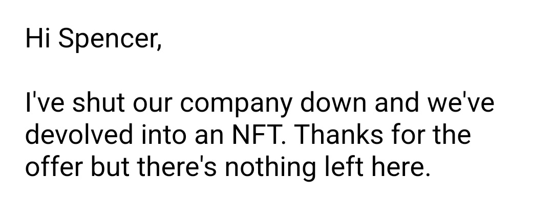 Super_AngryFace's tweet photo. Having a little fun responding to cold sales emails today...
#NFTs #Coldsales https://t.co/aPf2kgloz8