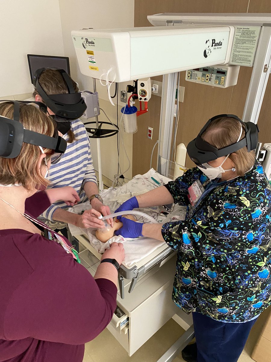 MMCSimulation's tweet image. Another exciting day for sim! An experienced @BBCHMaine NICU team resuscitates our augmented (mixed) reality neonate and compares the experience to resuscitating our hi fidelity manikin. #ARTforMS #prototypetesting @RouxInstitute @NUBouve @i_commons