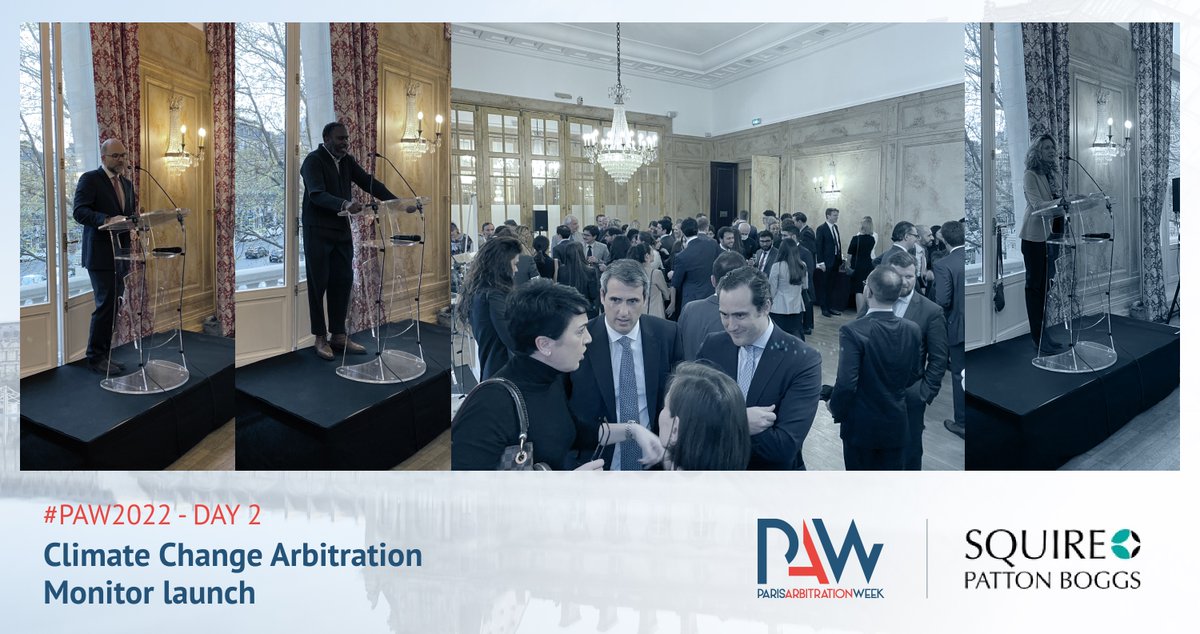 [#PAW2022] Day 2: <a href="/SPB_Global/">Squire Patton Boggs</a> and <a href="/sciencespo/">Sciences Po</a>  hosted a Cocktail Reception to launch the Climate Change Arbitration Monitor. Were present <a href="/feris_jose/">José Feris</a>, John Adam, Diego Fernandez Arroyo, Makane Moïse Mbengue and Nathalie Bernasconi.