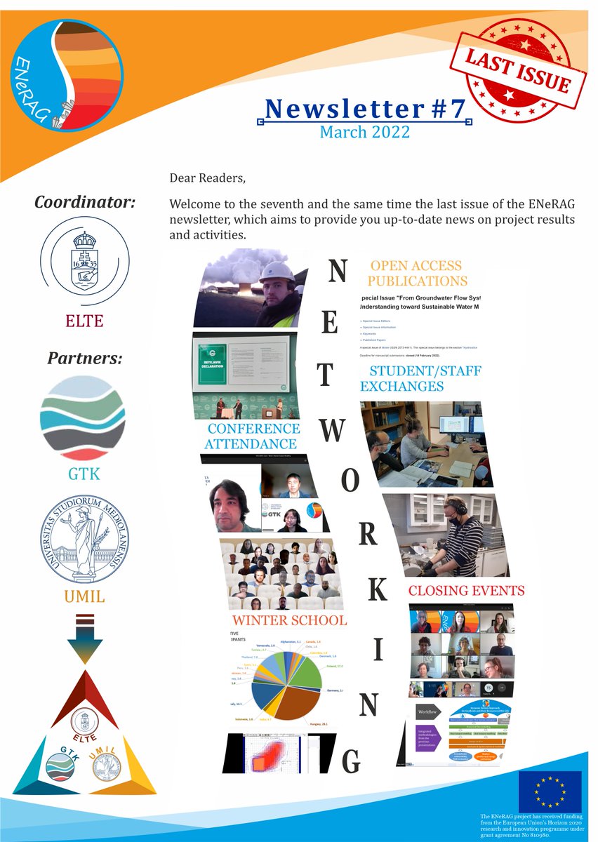 The LAST ENeRAG Newsletter is out❗️😃💧🌡💎
 It's available at our website: 
👉 enerag.elte.hu/wp-content/upl…
This concludes our semi-annual newspaper! Thanks to all our readers! 💗
#enerag #horizon2020projects #newsletter #elte #elte_ttk #gtk #unimi #research #geofluids