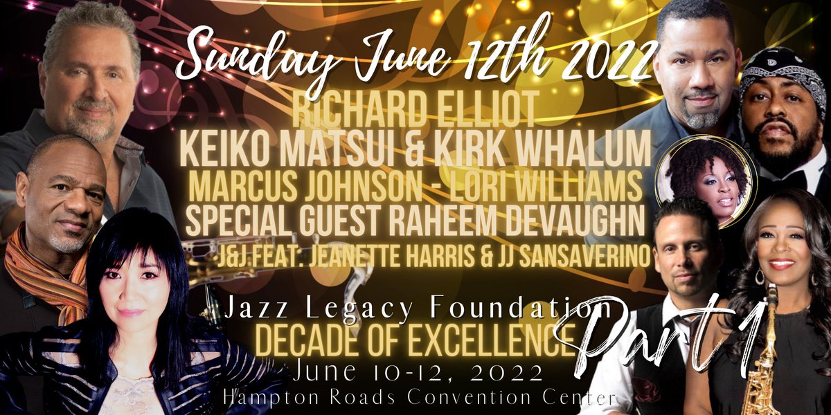 JazzLegacyFoundation (@jazz_legacy) on Twitter photo Don't miss out! Coming to Hampton, VA June 10-12, 2022 <a href="/Jazz_Legacy/">JazzLegacyFoundation</a> celebrating a decade of excellence! <a href="/RichElliotSax/">Richard Elliot</a> <a href="/KirkWhalum/">Kirk Whalum</a> <a href="/keikomatsui/">Keiko Matsui News</a> <a href="/MarcusJohnson3k/">Marcus Johnson</a> <a href="/Raheem_DeVaughn/">LOVE KING OF SOUL & RNB</a> <a href="/lorijazz22/">๐๐จ๐ซ๐ข ๐๐ข๐ฅ๐ฅ๐ข๐๐ฆ๐ฌ</a> <a href="/Saxified/">Jeanette Harris</a> <a href="/JJSansaverino/">JJ Sansaverino</a>
eventbrite.com/e/221246252497 Don't miss out! Coming to Hampton, VA June 10-12, 2022 <a href="/Jazz_Legacy/">JazzLegacyFoundation</a> celebrating a decade of excellence! <a href="/RichElliotSax/">Richard Elliot</a> <a href="/KirkWhalum/">Kirk Whalum</a> <a href="/keikomatsui/">Keiko Matsui News</a> <a href="/MarcusJohnson3k/">Marcus Johnson</a> <a href="/Raheem_DeVaughn/">LOVE KING OF SOUL & RNB</a> <a href="/lorijazz22/">๐๐จ๐ซ๐ข ๐๐ข๐ฅ๐ฅ๐ข๐๐ฆ๐ฌ</a> <a href="/Saxified/">Jeanette Harris</a> <a href="/JJSansaverino/">JJ Sansaverino</a>
eventbrite.com/e/221246252497