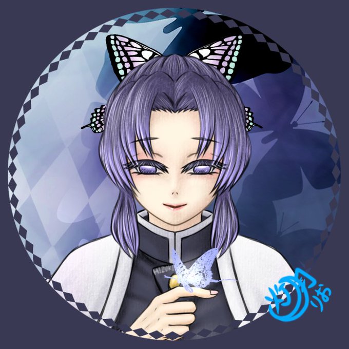 灯月りお：イラスト・ゲームさんがTwitterに投稿した胡蝶しのぶ(鬼滅の刃)のイラスト。