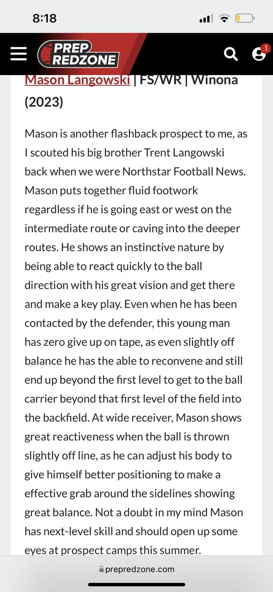 I appreciate the write up from <a href="/NWahlScouting/">Nate Wahl</a> ‼️<a href="/PrepRedzoneMN/">Prep Redzone Minnesota</a>