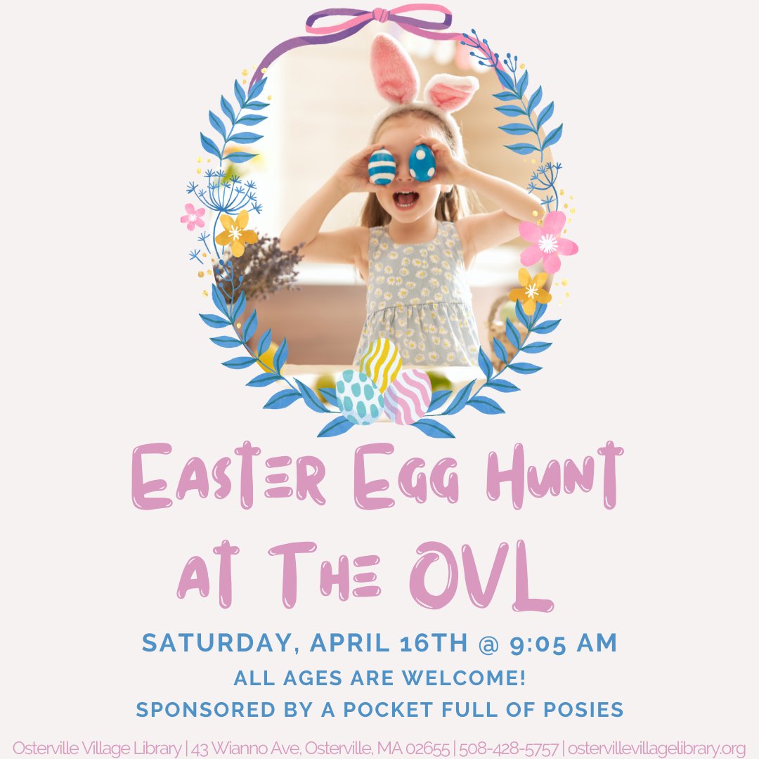 All ages welcome for our Easter Egg Hunt Saturday, April 16!🐰