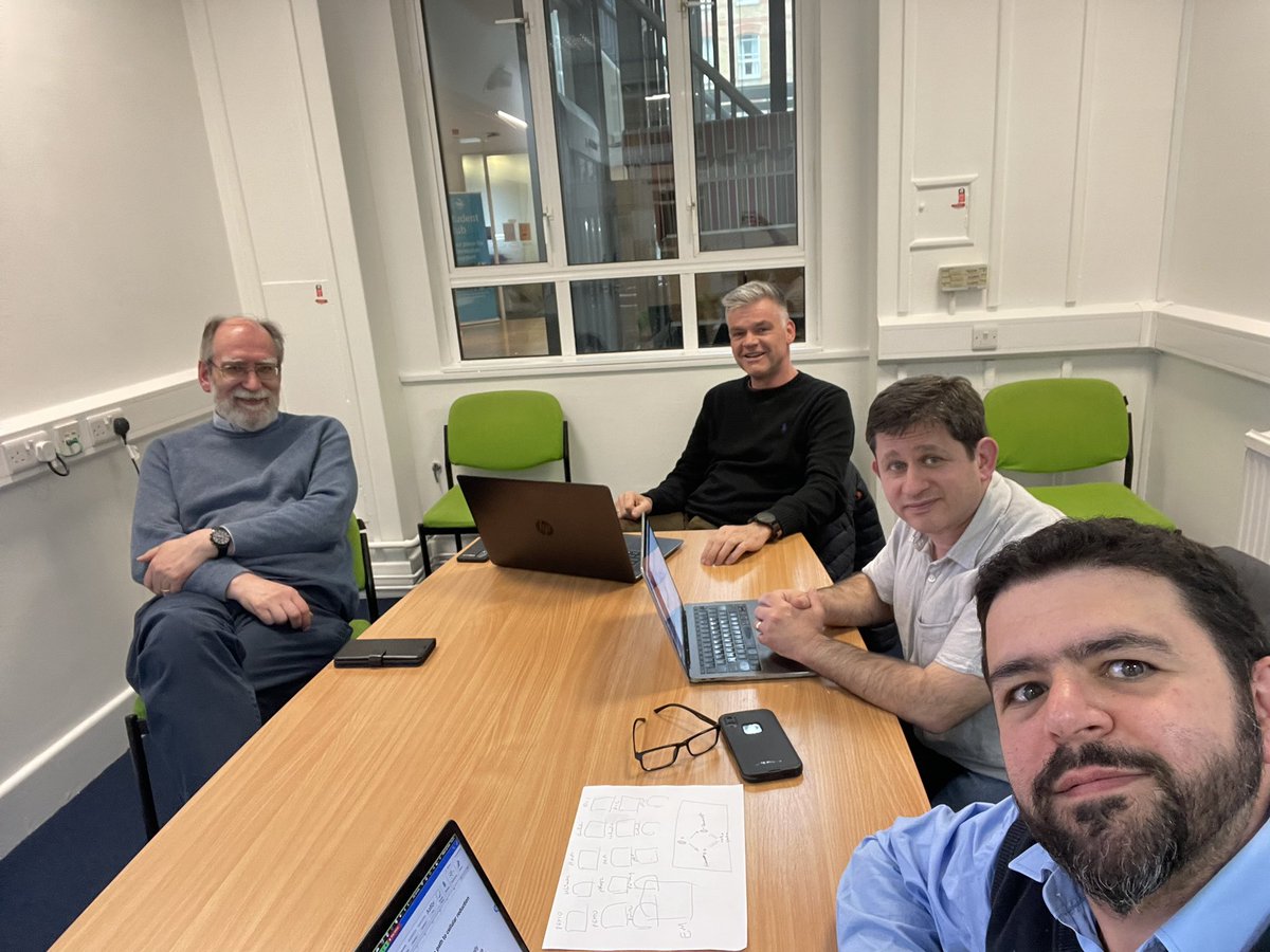 ADTsaousis's tweet photo. First in person meeting after 3 years for the #Blastocystis/ Proteromonas genome team @LSHTM! Great to see Graham, @MitoRem and @DacksLab1 in 3D and finalise the manuscript! #brainstorming #teamBlastocystis #protists #cellevolution https://t.co/qUyW7719ZQ