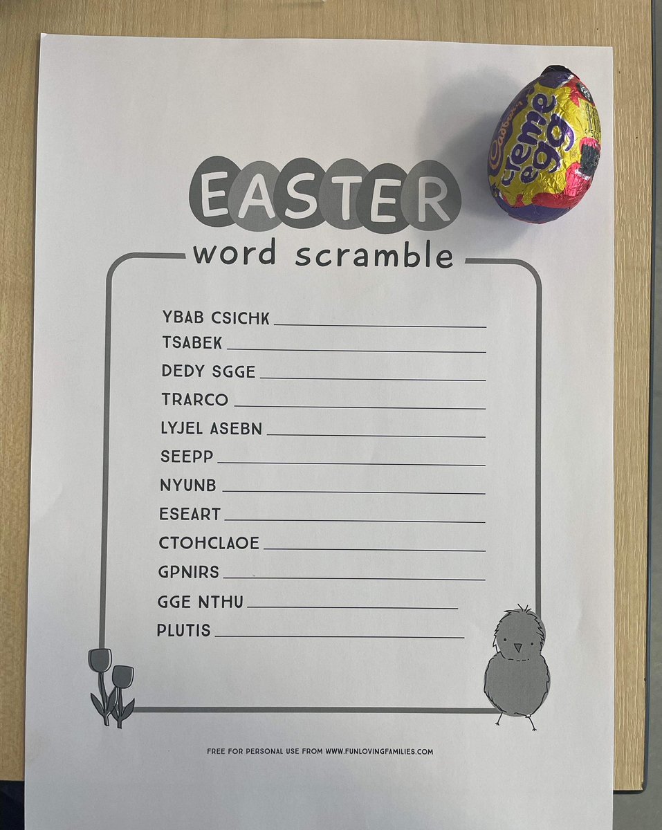 DandACYP's tweet photo. Level 5 Senior Phase Early Education and Childcare pupils in Gardyne had fun taking part in an Easter word scramble and Easter Kahoot to earn their Easter surprise.
#playingwithlanguage #engaginglearners https://t.co/x138GnM7K4