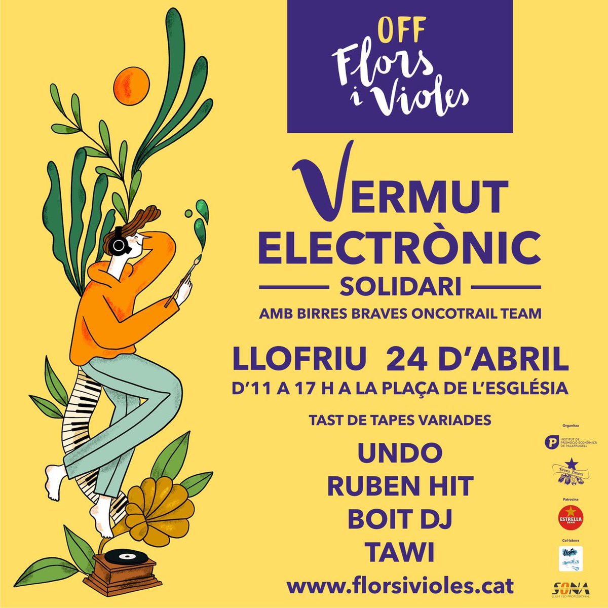 ipeppalafrugell's tweet photo. Ja tenim aquí el VERMUT ELECTÒNIC SOLIDARI de #FLORSIVIOLES amb @BirresBraves Trail Team ! 
👉ANOTEU A LES AGENDES: 24 D'ABRIL A LES 11H A LLOFRIU!
Més info a https://t.co/6hTdrNzQ7N👇👇👇 https://t.co/8WwNyKPSYC