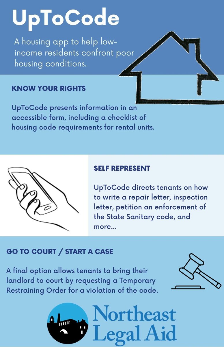 NLAMass's tweet photo. NLA was awarded a $185,000 @LSCtweets Technology and Innovation Grant last fall! We have since been working hard on a housing app to provide tenants with direct ways to confront poor housing conditions. 

Learn about the UpToCode app below: https://t.co/HlKLg770vZ